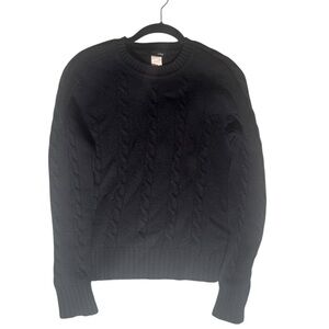 J. Crew Men's Black Cable Knit Crewneck Sweater